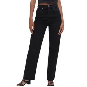 NWOT Everlane The Way High Coal Black Raw Hem Straight Leg Jeans Size 29